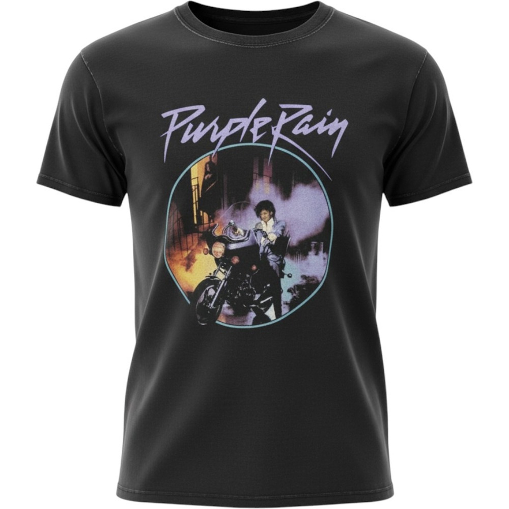 Prince Purple Rain Graphic T-Shirt Black Short Sleeve Crew Neck Unisex Small